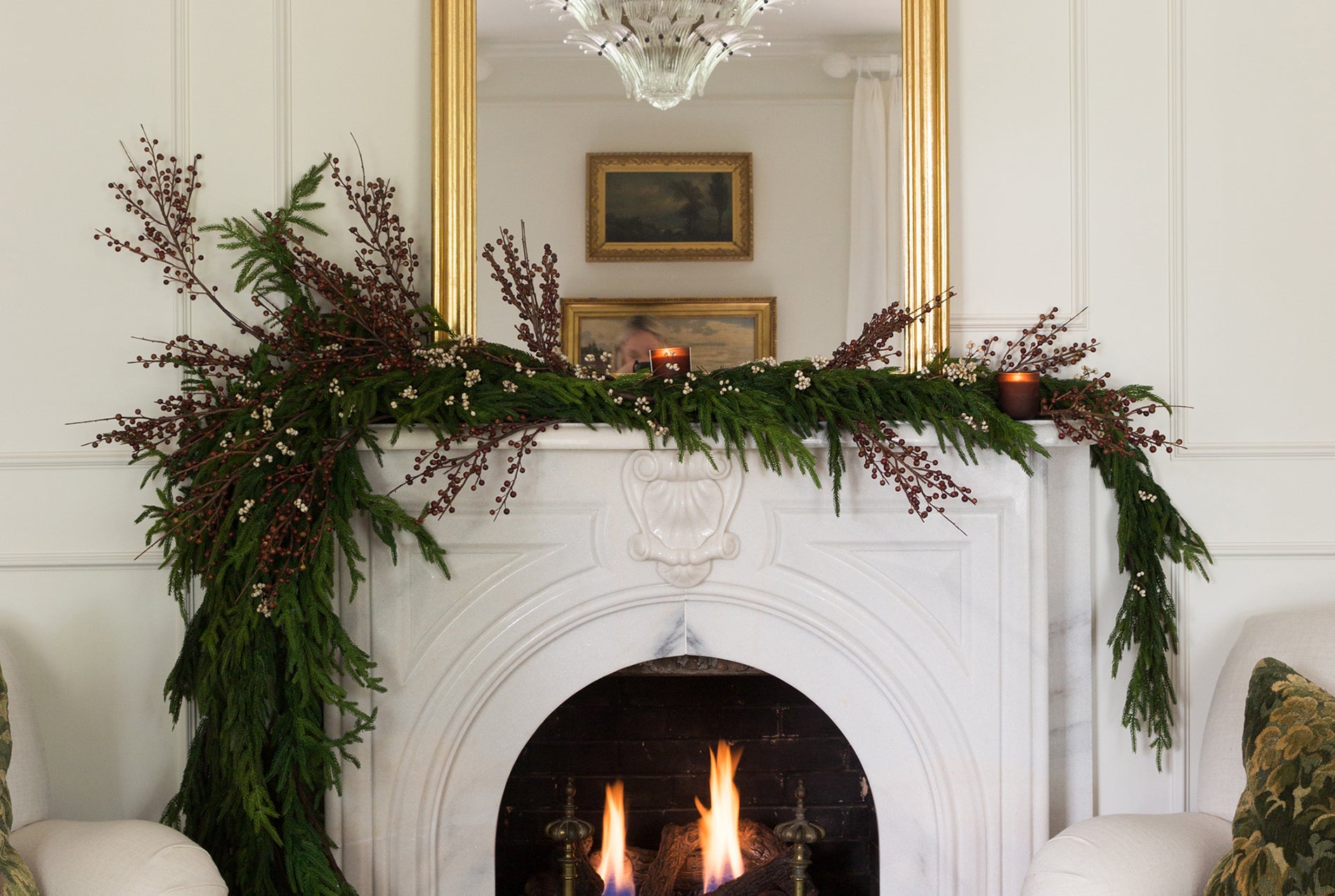 Green Fluffy Pine Branches For Christmas Garland Decoration