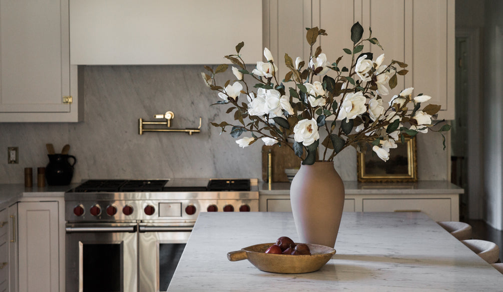 Traditional Flower Arrangement with Fake Magnolias