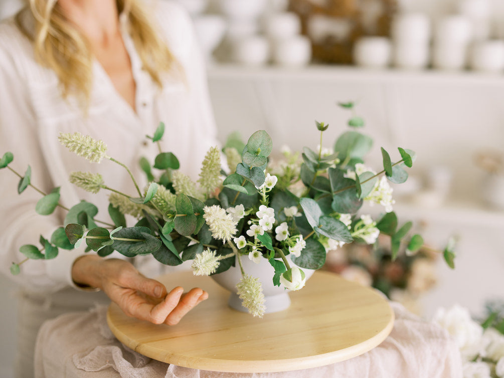 Afloral Artificial Flower Arrangement in Compote bowl