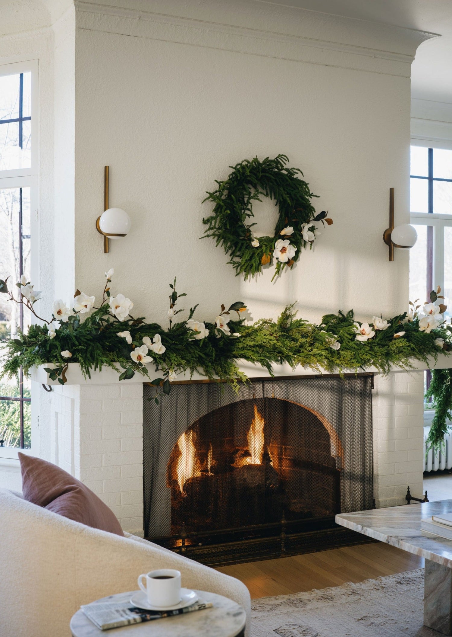 Norfolk Garland with Cedar and Magnolias