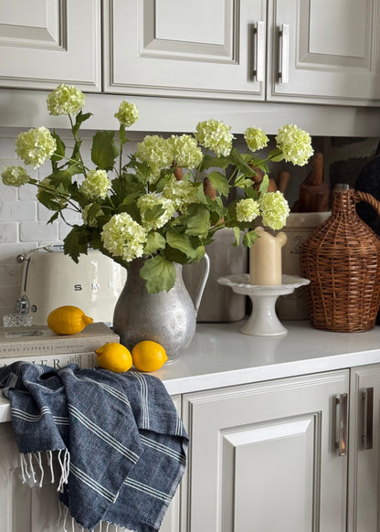 Silk Snowball Hydrangeas Arranged in Pitcher