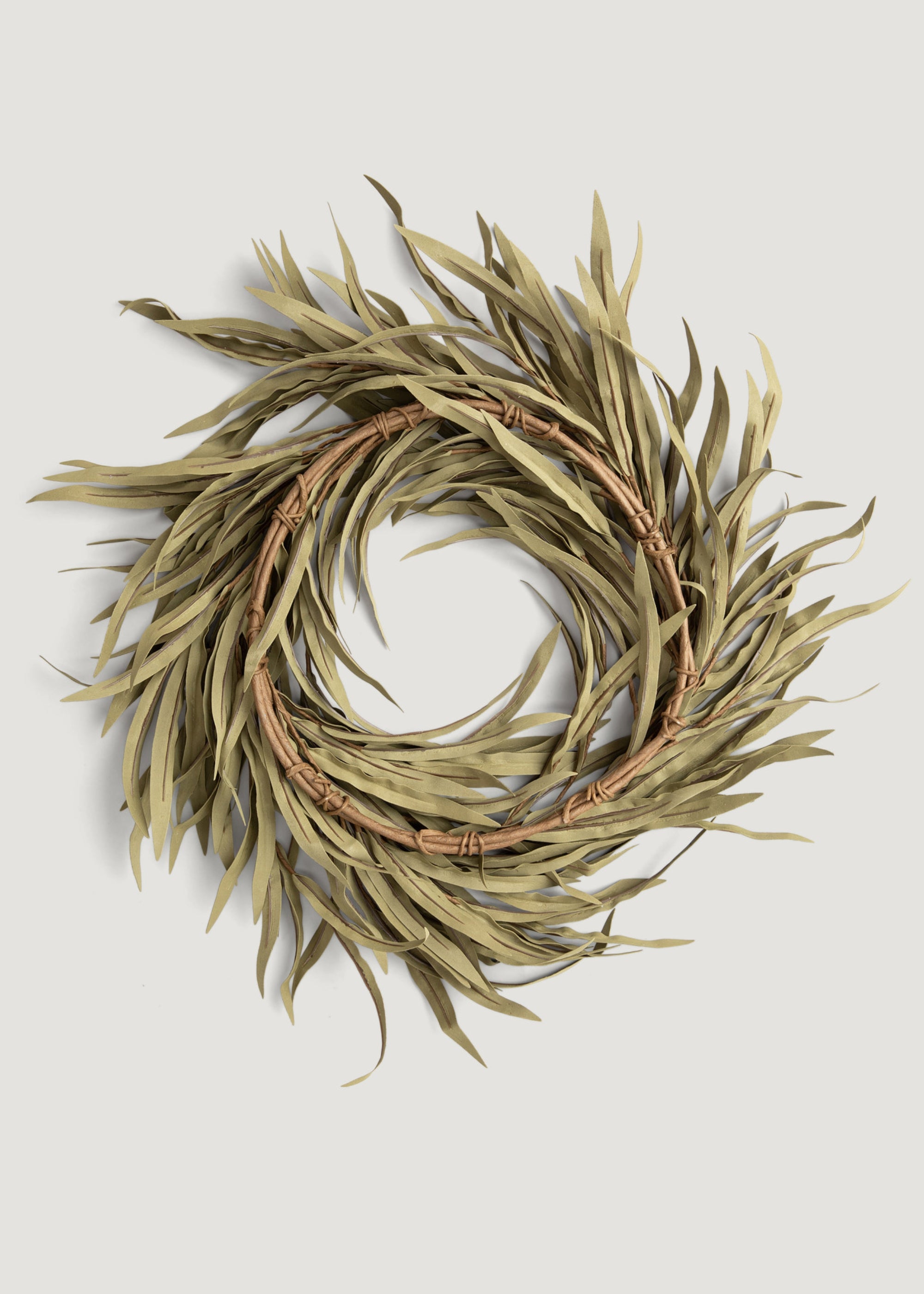 Back of Faux Willow Leaf Greenery Wreath