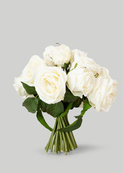 Faux-Ever Rose Bouquet in Cream White 