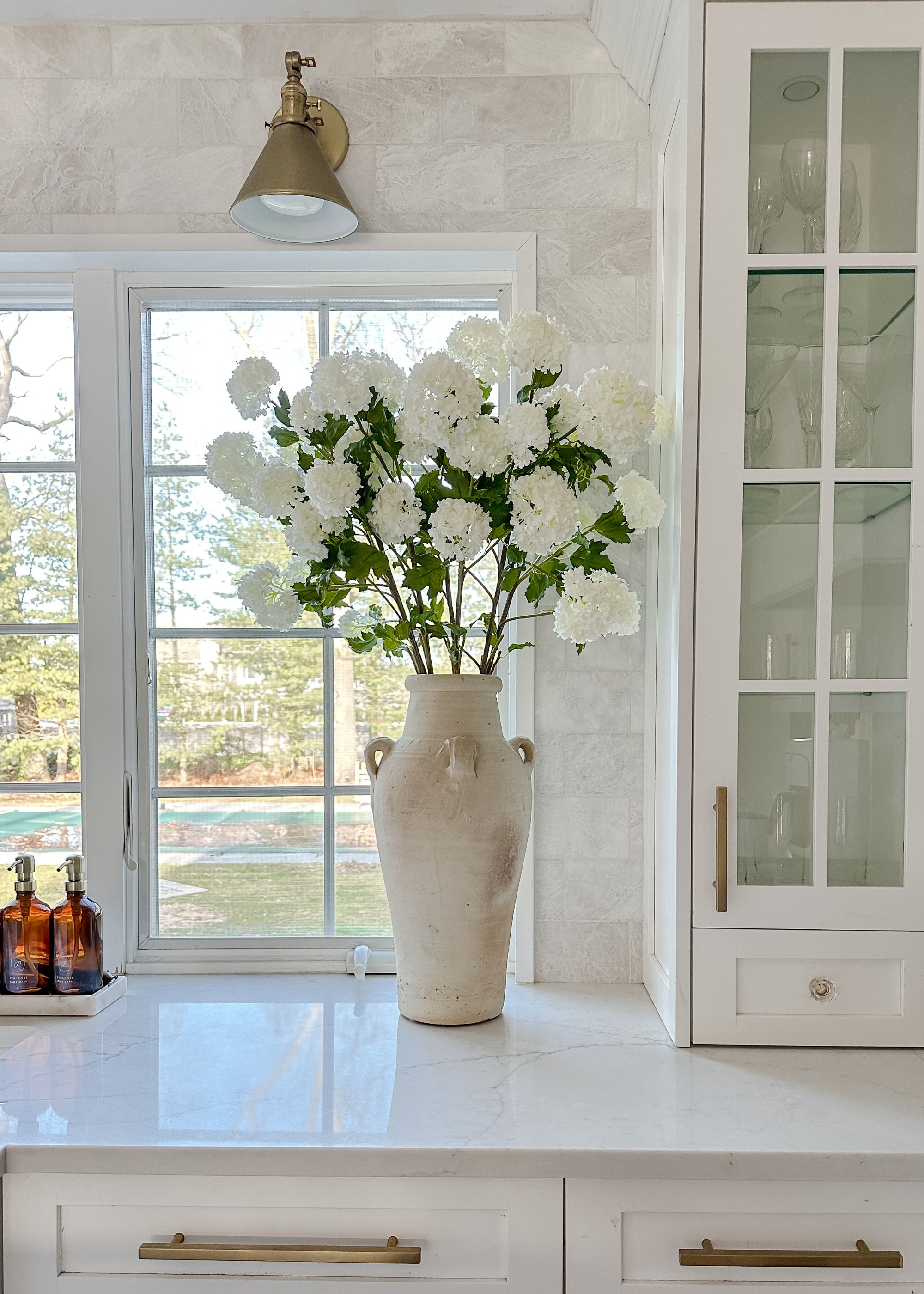 Crisp White Artificial Snowball Hydrangeas