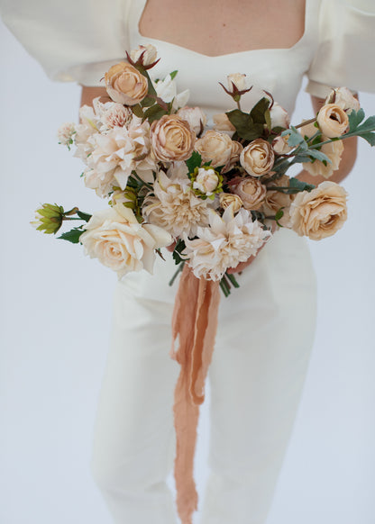 Silk Dahlia and Rose Bridal Bouquet