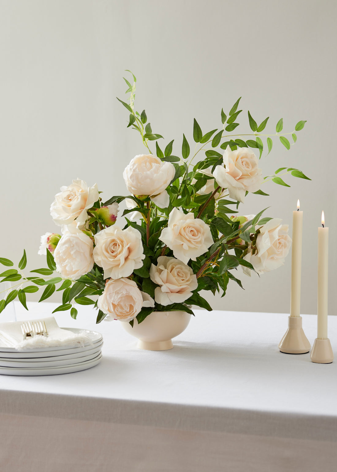 Beige Peony and Rose Centerpiece