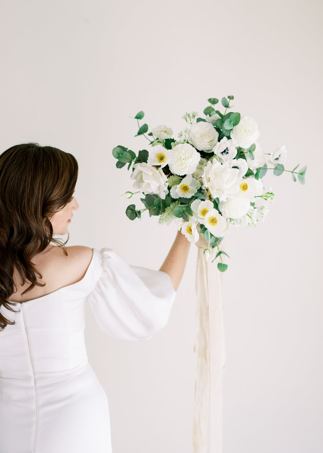 White Wedding Bouquet with Faux Flowers