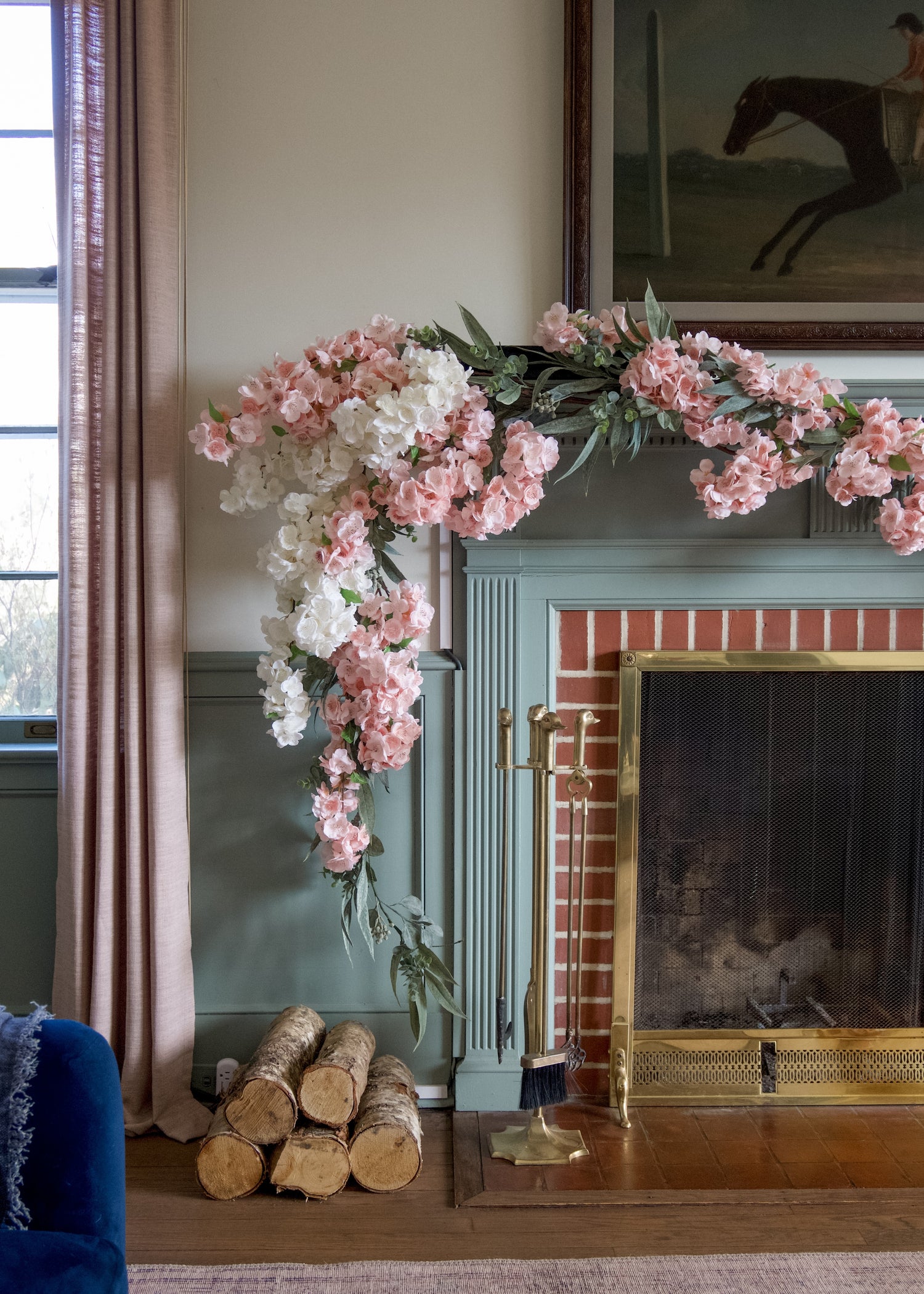 Eucalyptus and Cherry Blossom Mantel Garland