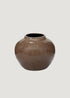 Glossy Ceramic Round Vase in Mocha Brown 