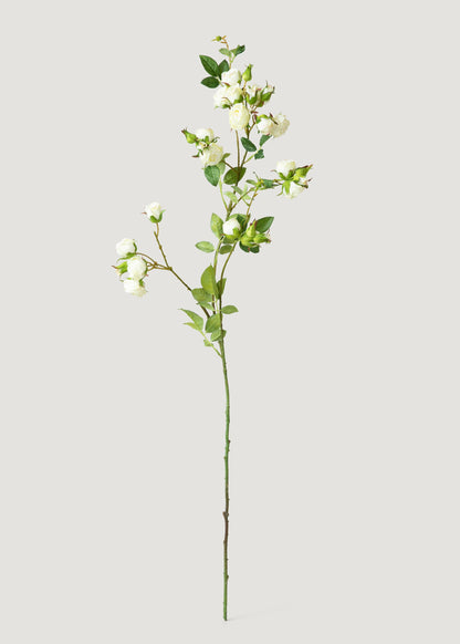 Deluxe Artificial Rose Branch in Cream White