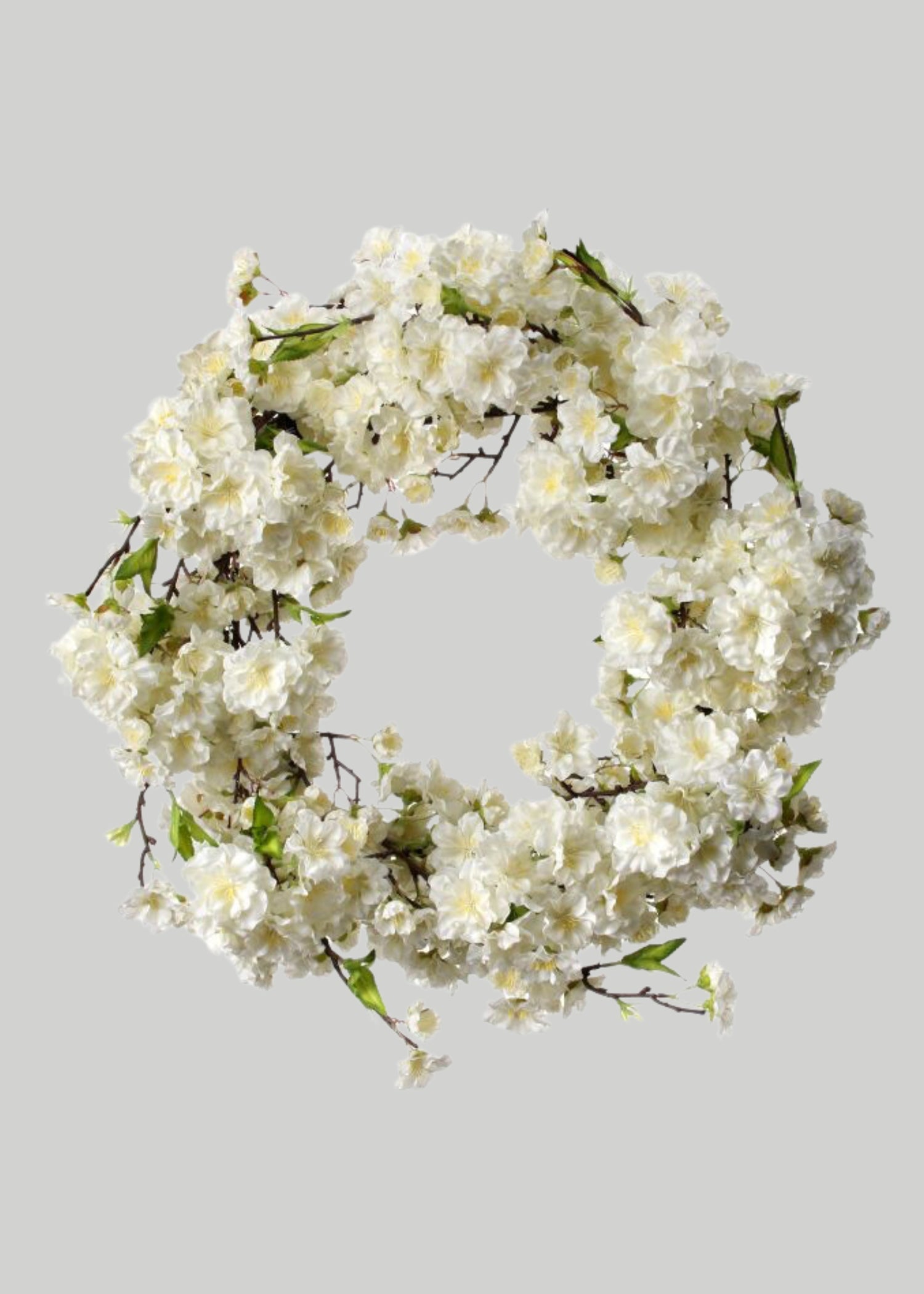 Cream Artificial Cherry Blossom Flower Wreath