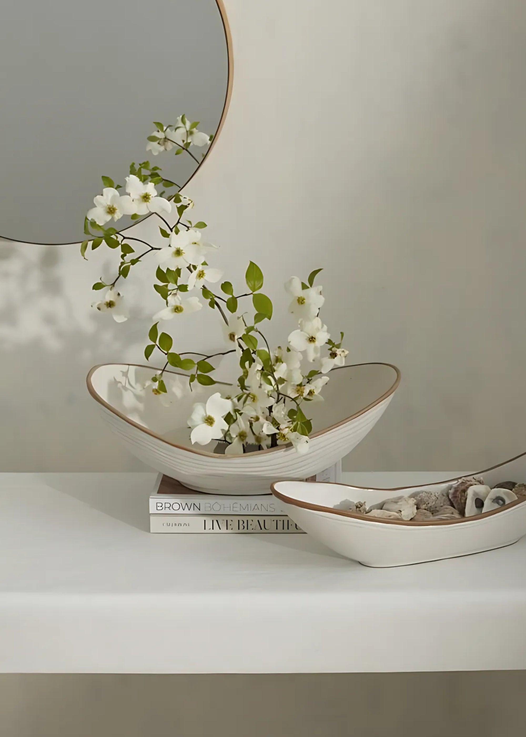 Ceramic Bowl Styled with Flowers