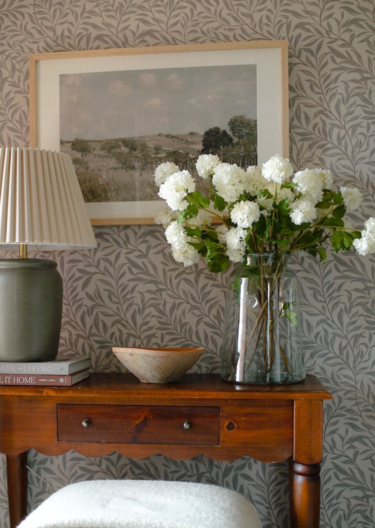 Large French Mason Jar Vase with Snowball Flower Arrangement