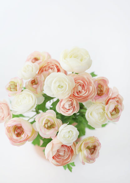 Pink and Cream Silk Ranunculus Flowers