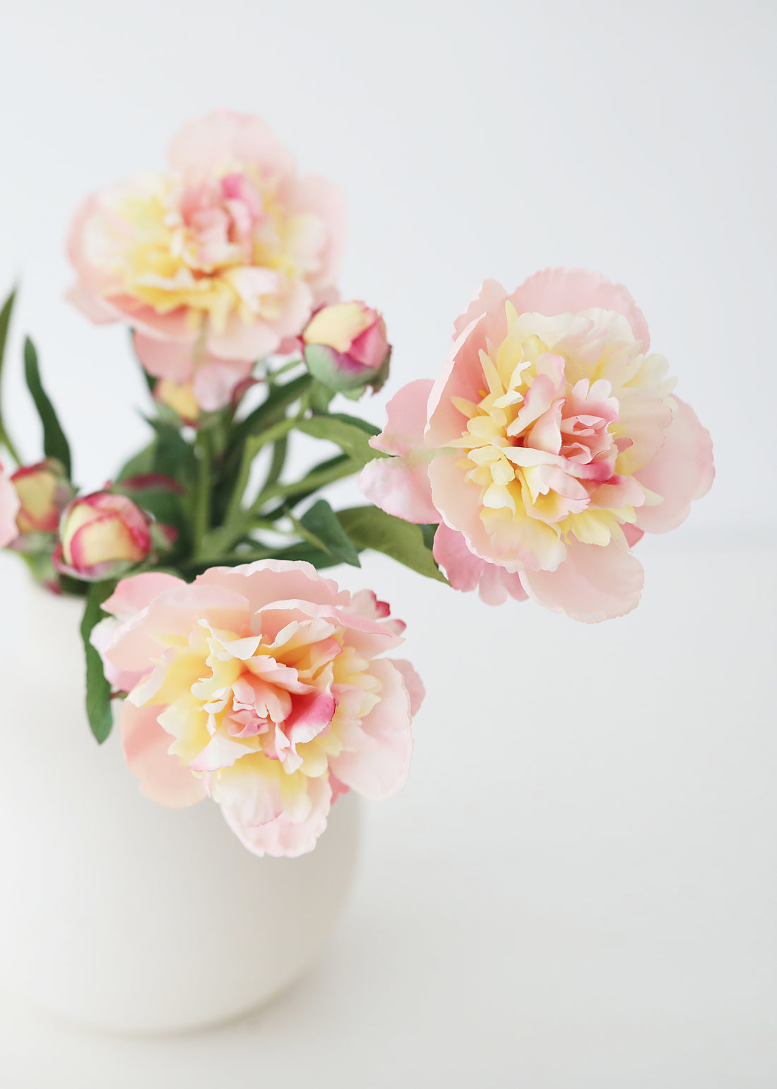 Soft Apricot Pink Peony Fake Flower - 22&quot;