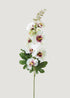 Premium Artificial Flowers White and Purple Hollyhock Branch at Afloral