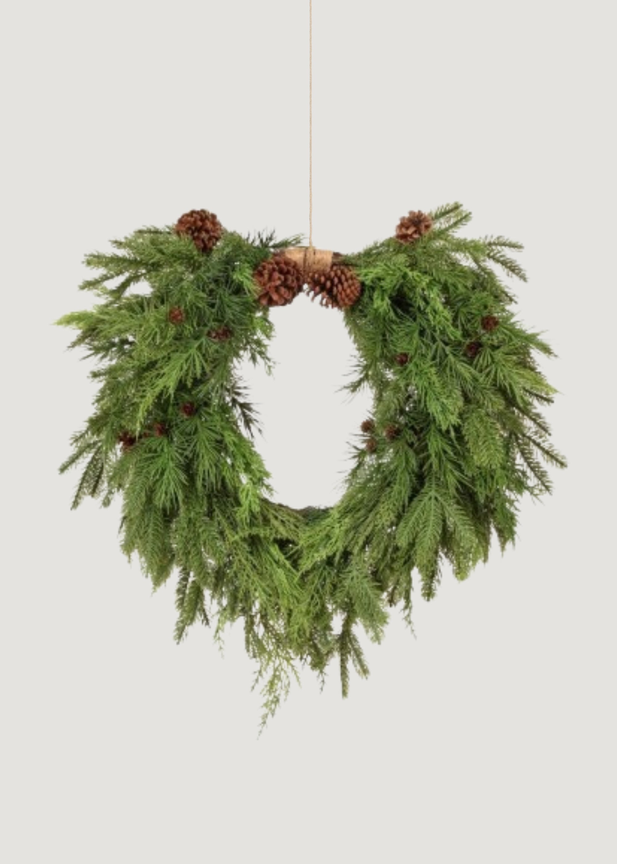 Real Touch Winter Greenery Heart Wreath