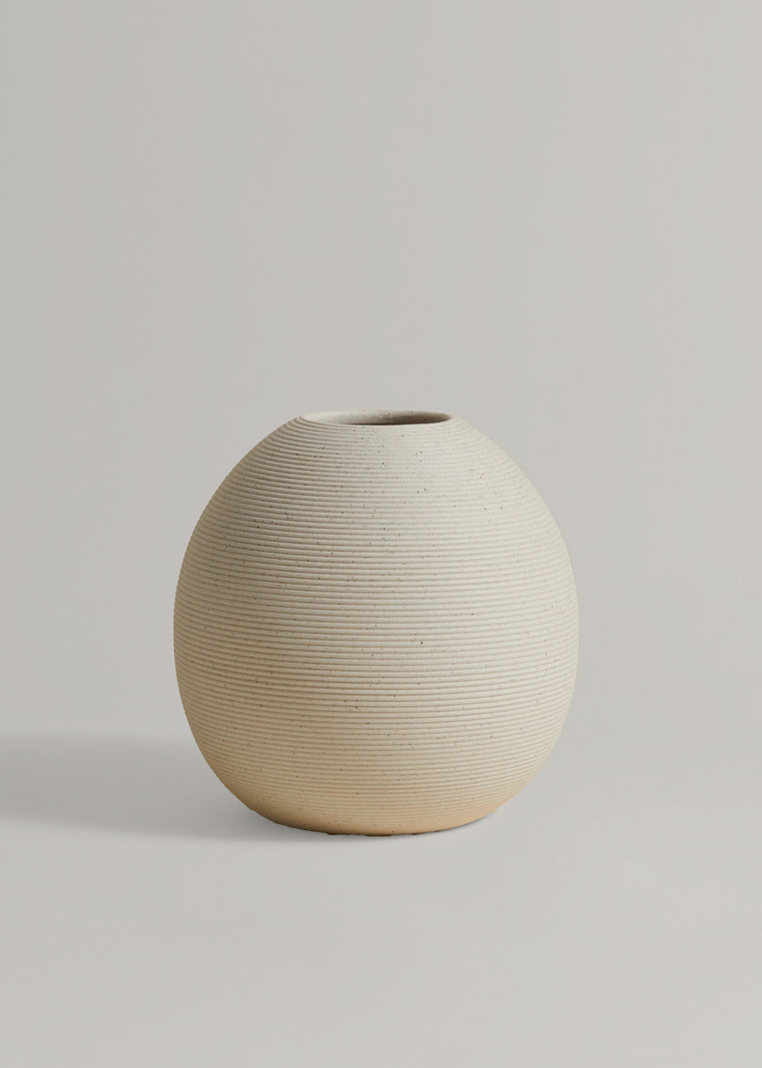 Handmade Ivory Clay Ribbed Sphere Vase