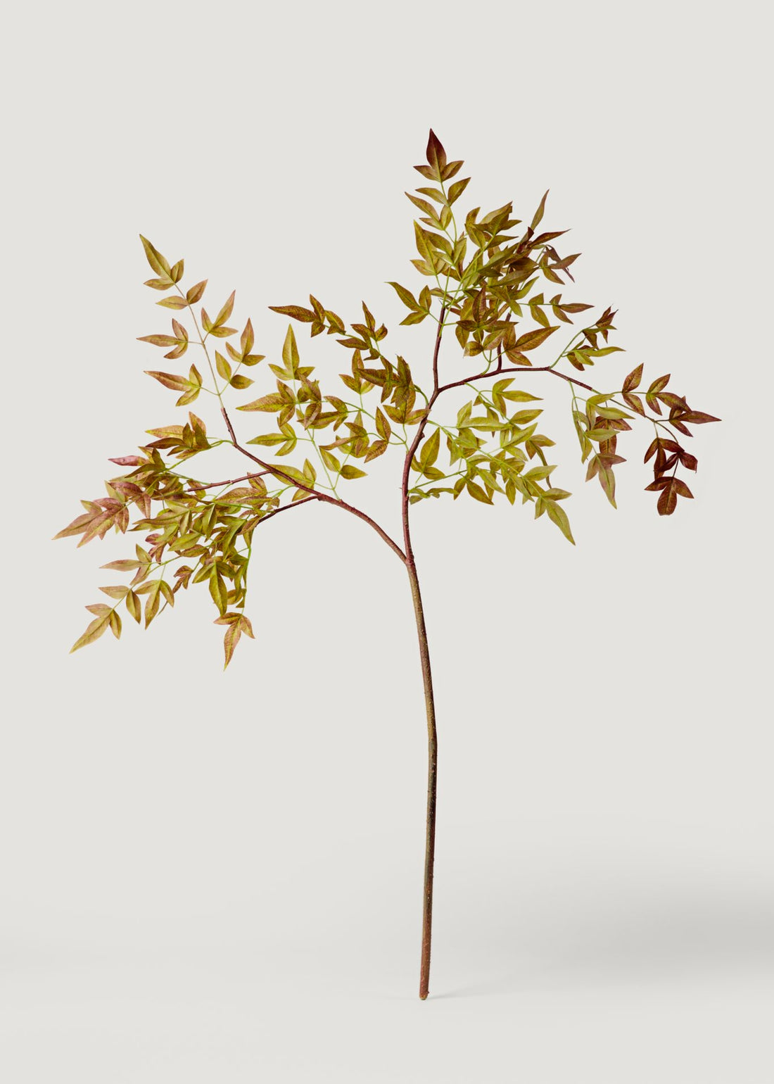 Burgundy and Green Artificial Nandina Leaf Branch