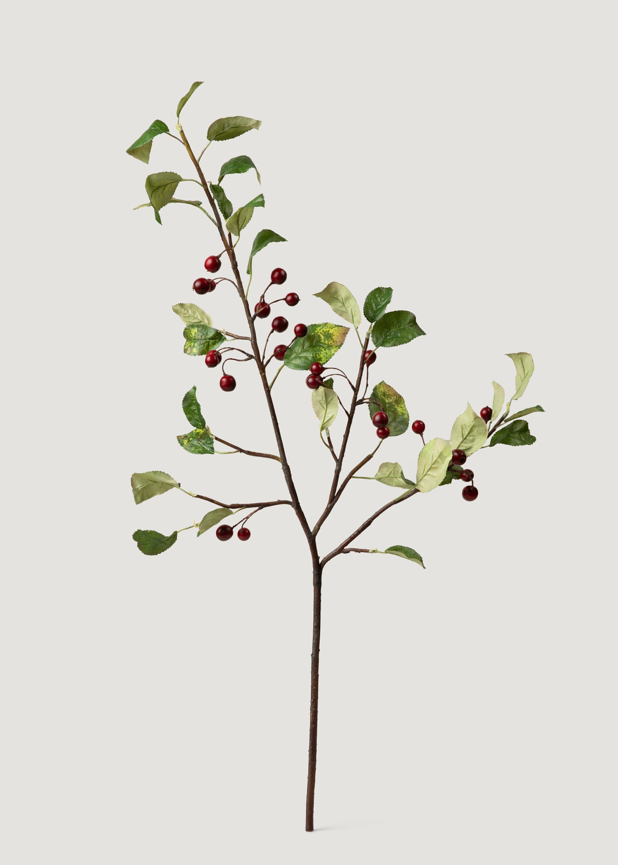 Faux Red Crabapple Berry Branch 