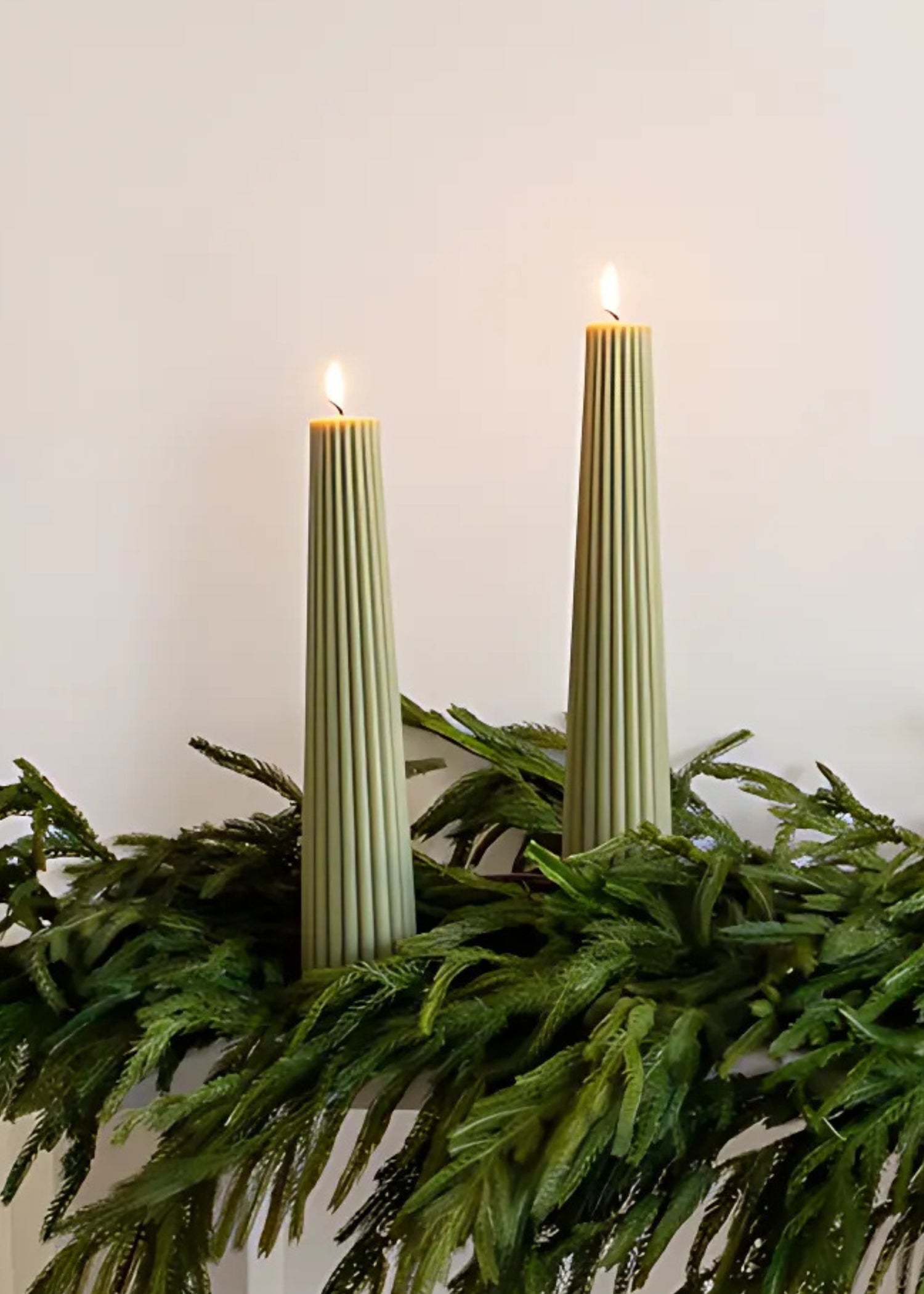 Beeswax Fluted Pillar Candles