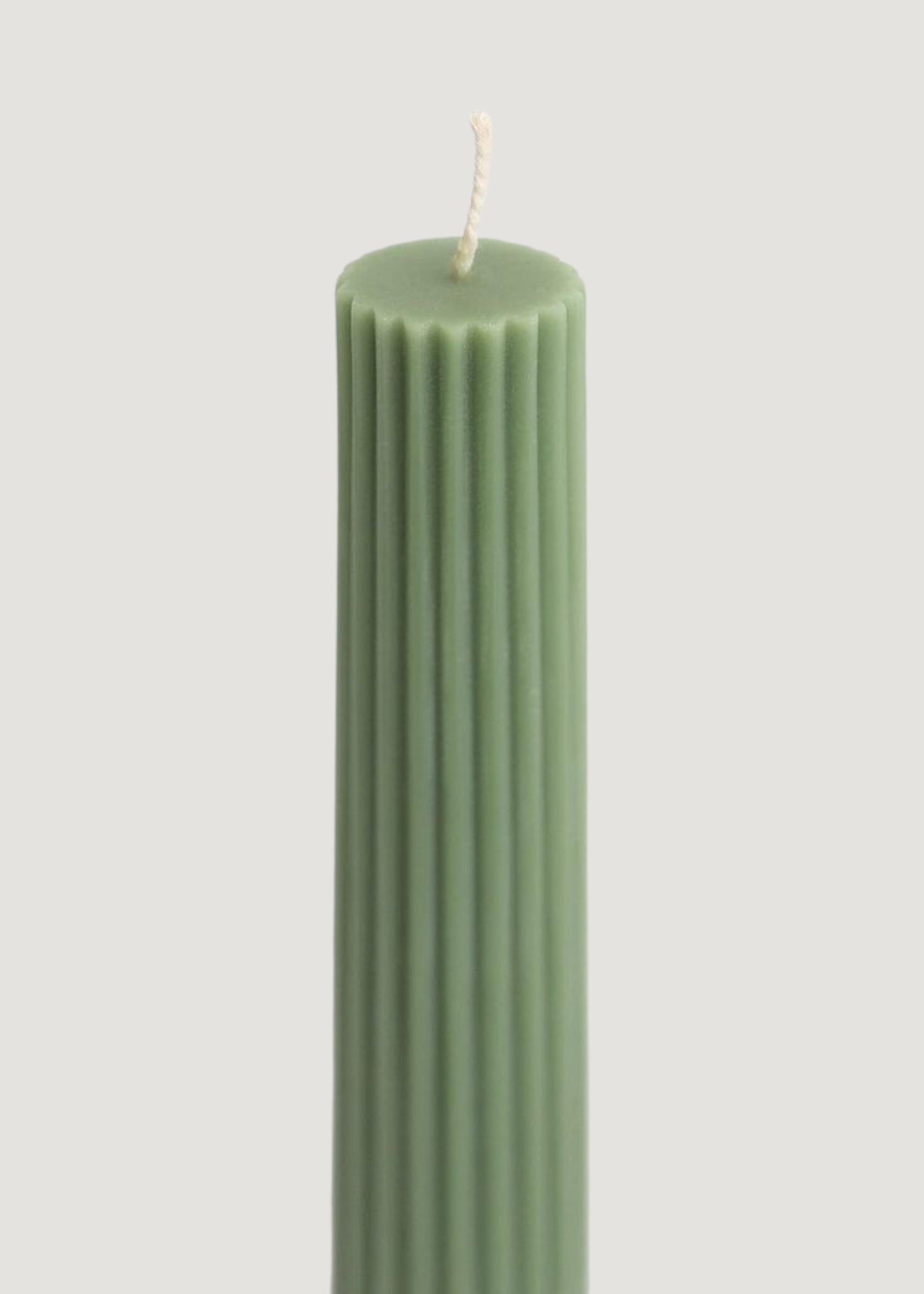 Natural Beeswax Fluted Pillar Candle in Sage