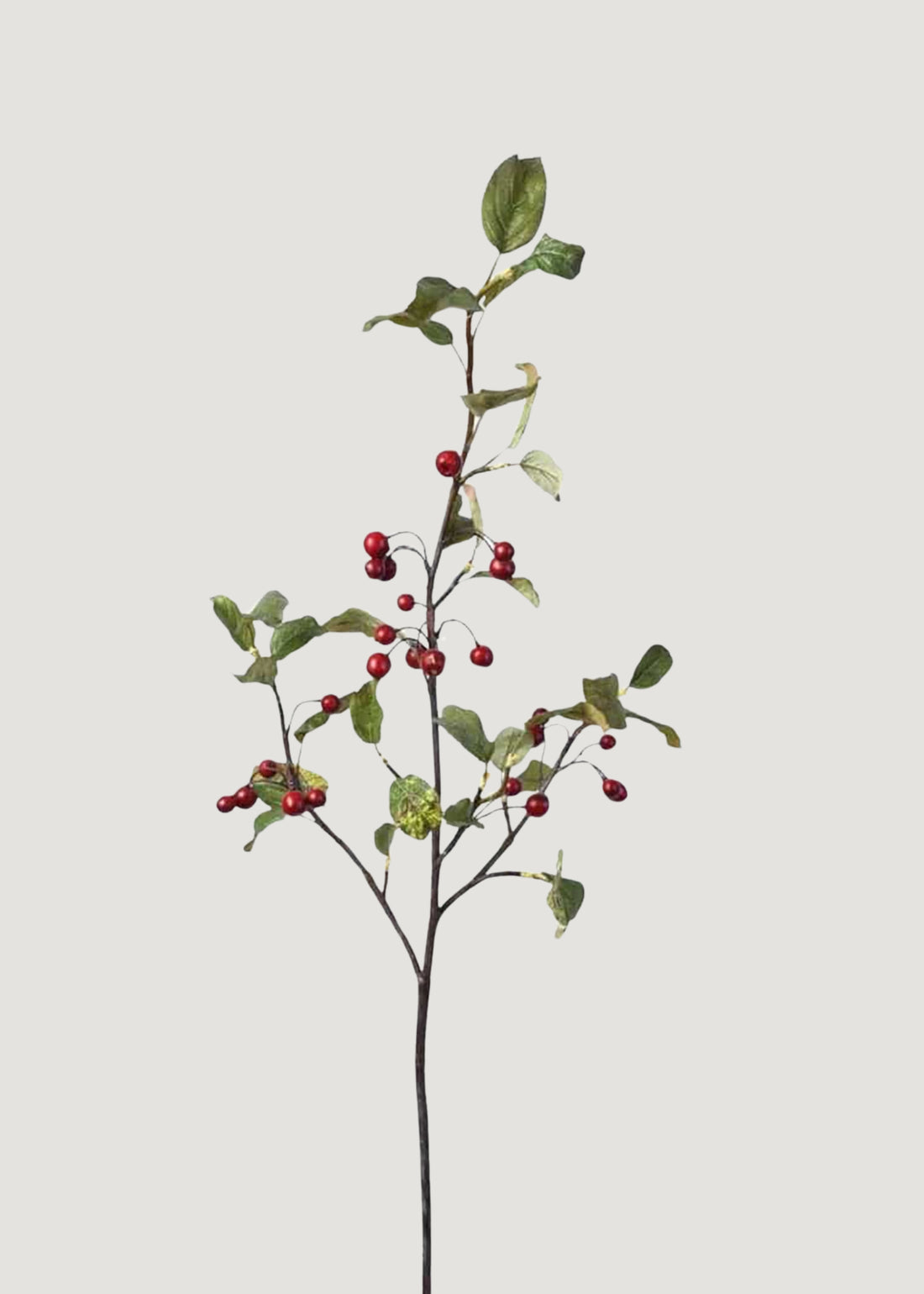 Faux Red Crabapple Berry Branch 