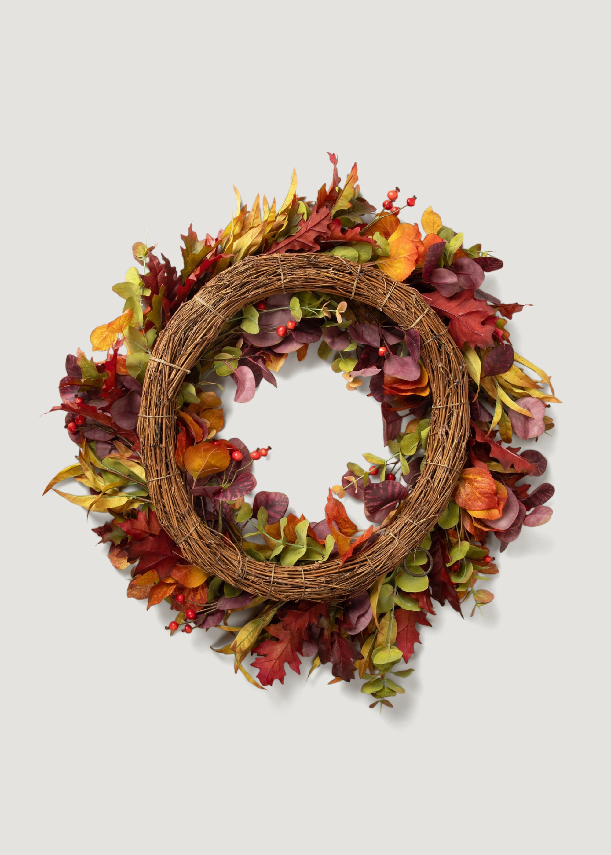 Back of the Faux Eucalyptus Fall Wreath 