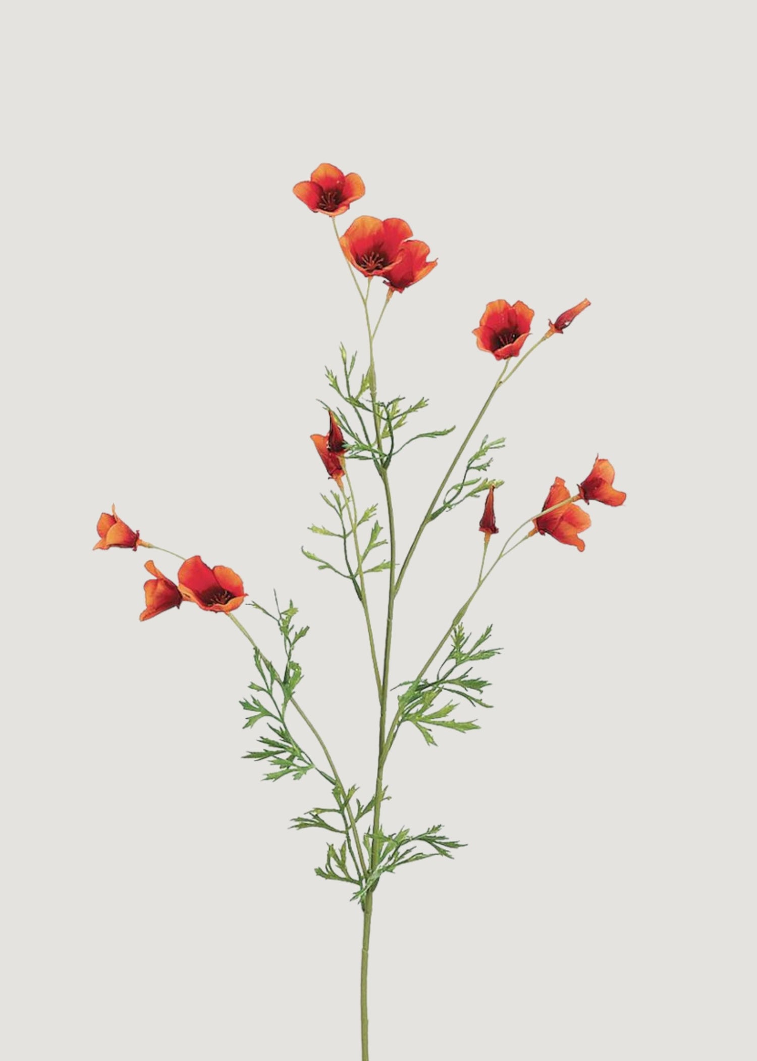 Mini Faux Poppy Flowers in Orange