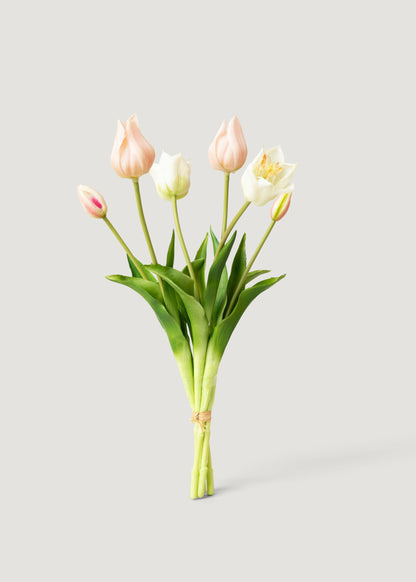 Pink and White Faux Tulip Flower Bundle