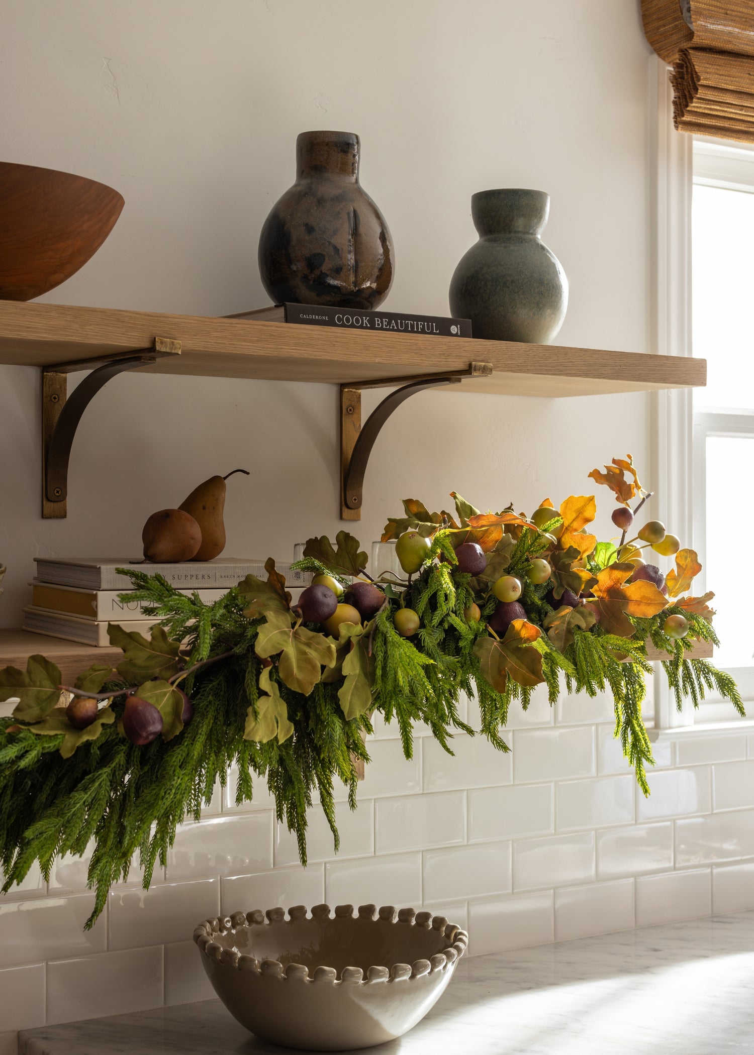 Norfolk Garland with Artificial Pears and Figs