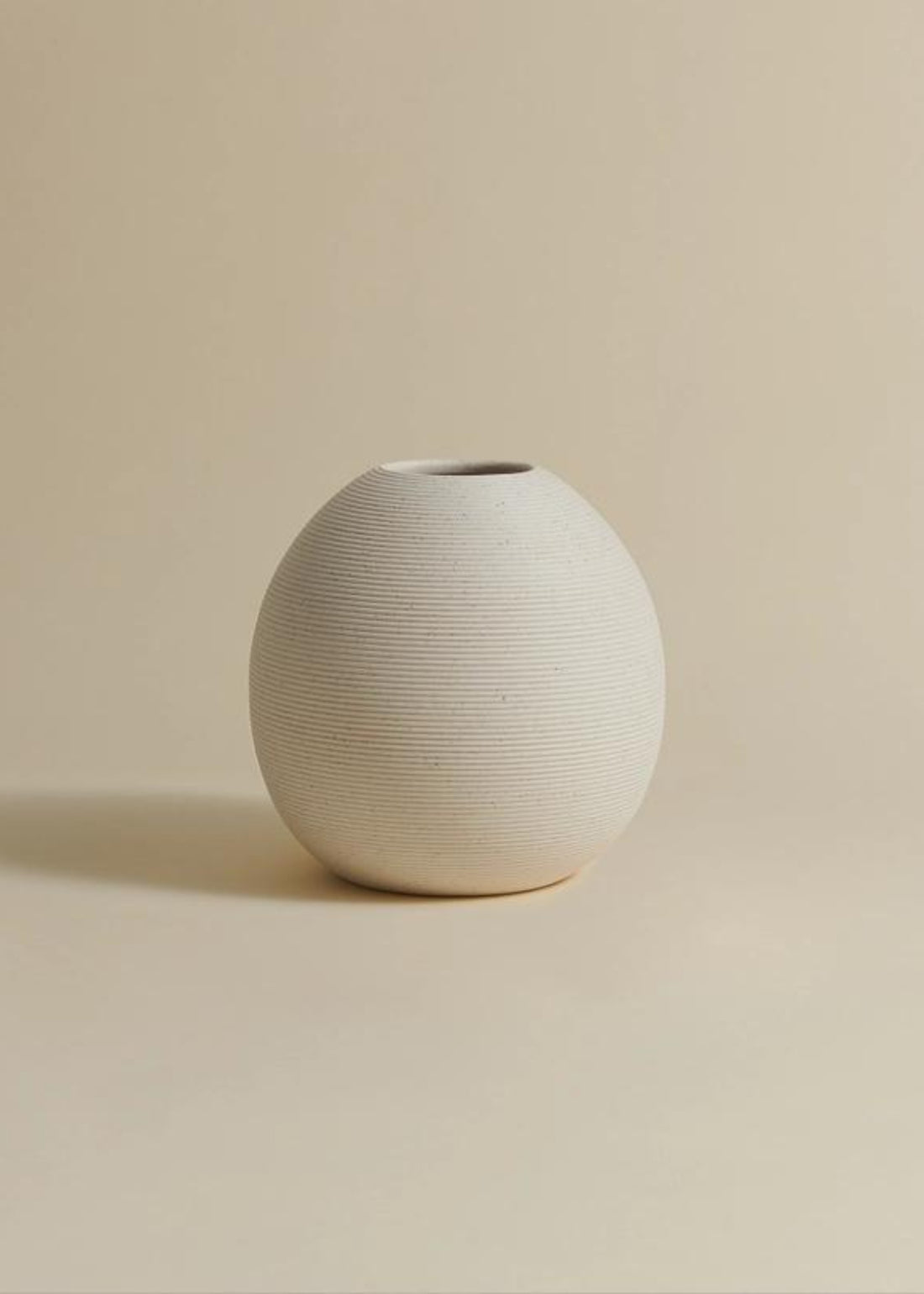 Handmade Ivory Clay Ribbed Sphere Vase