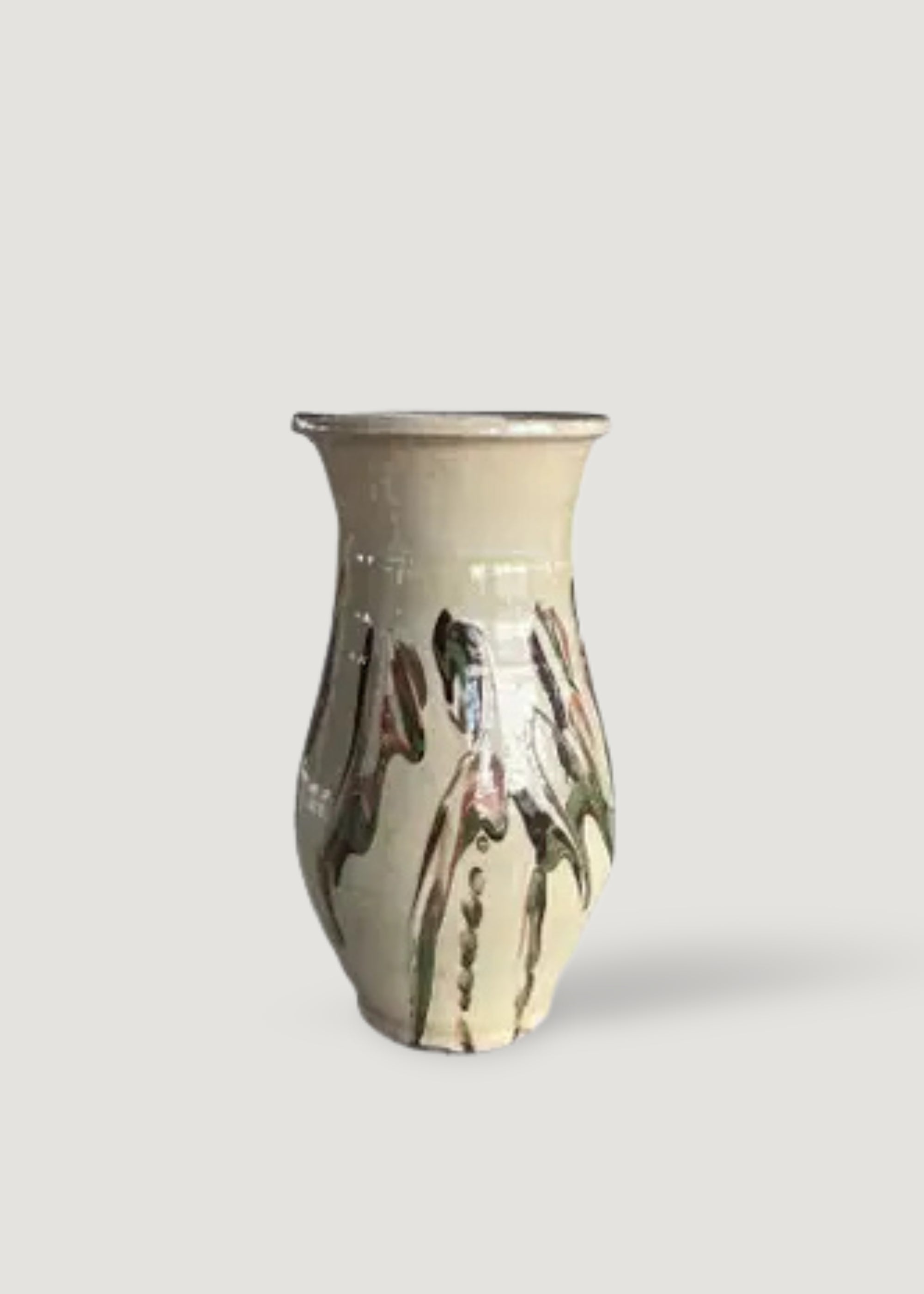 Handmade Painted Ceramic Vase in Cream 