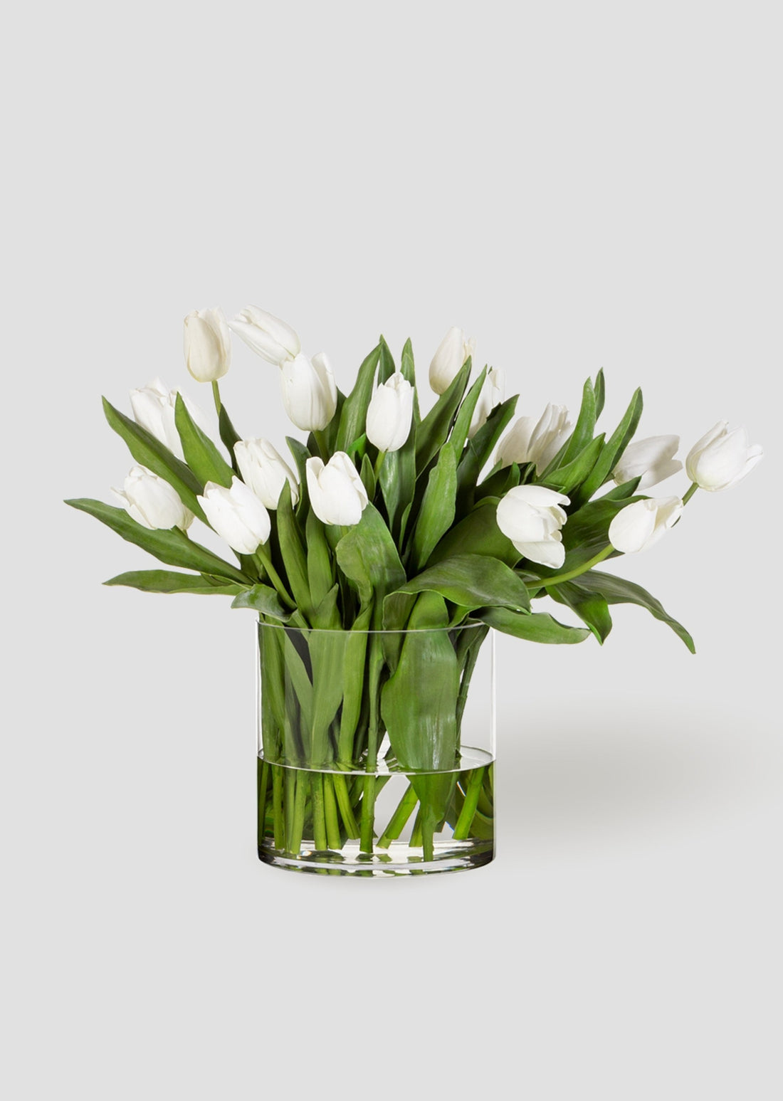 Faux Tulips in Glass Vase
