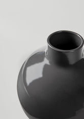 Close-up of the Afloral Ceramic Small Round Glossy Smoked Taupe Vase