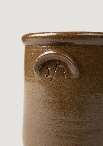 Half Gallon Stoneware Crock with Brown Glaze