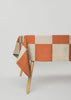 Malaika Linen Checkered Taupe and Terracotta Handcrafted Linen Tablecloth