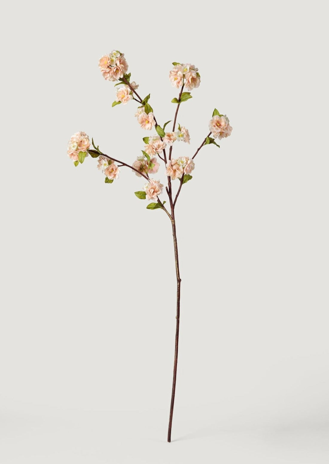 Faux Spring Flowers Peach Blossom Branch in Cream and Pink