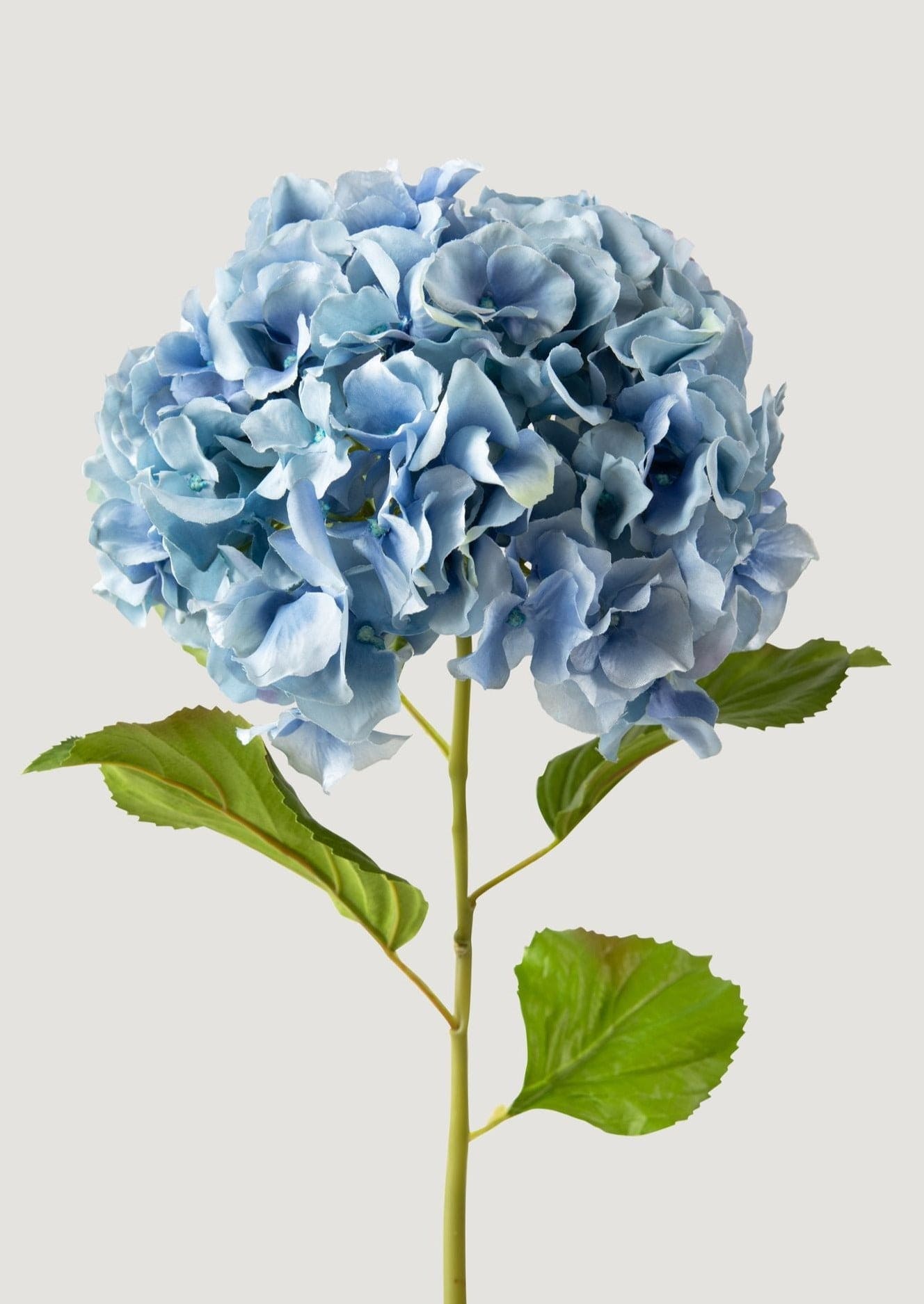 Faux Hydrangea Flower Stem in Powder Blue at Afloral