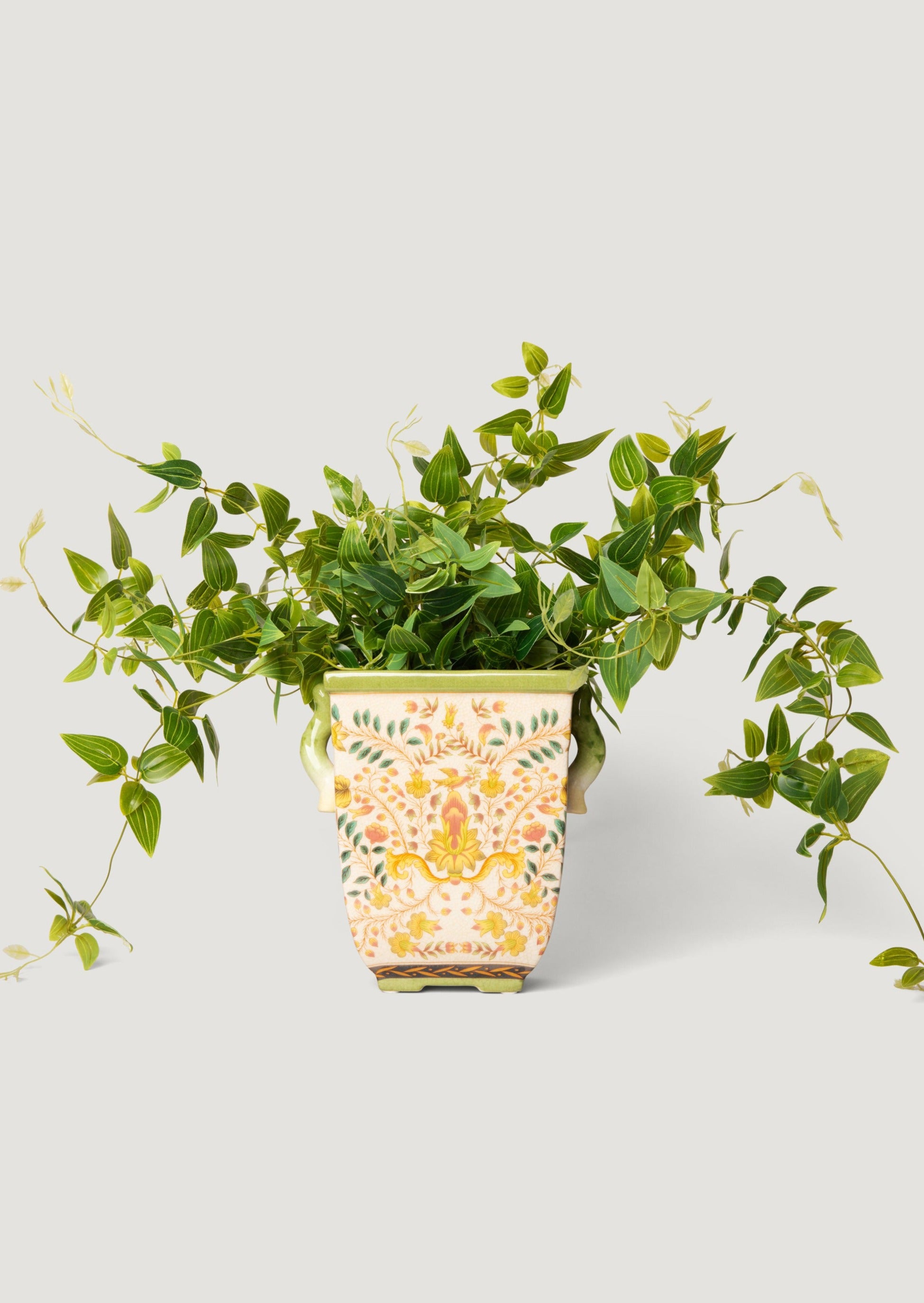 Italian Mosaic Ceramic Pot with Faux Plant