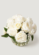 Real Touch Cream Roses Premade Arrangement