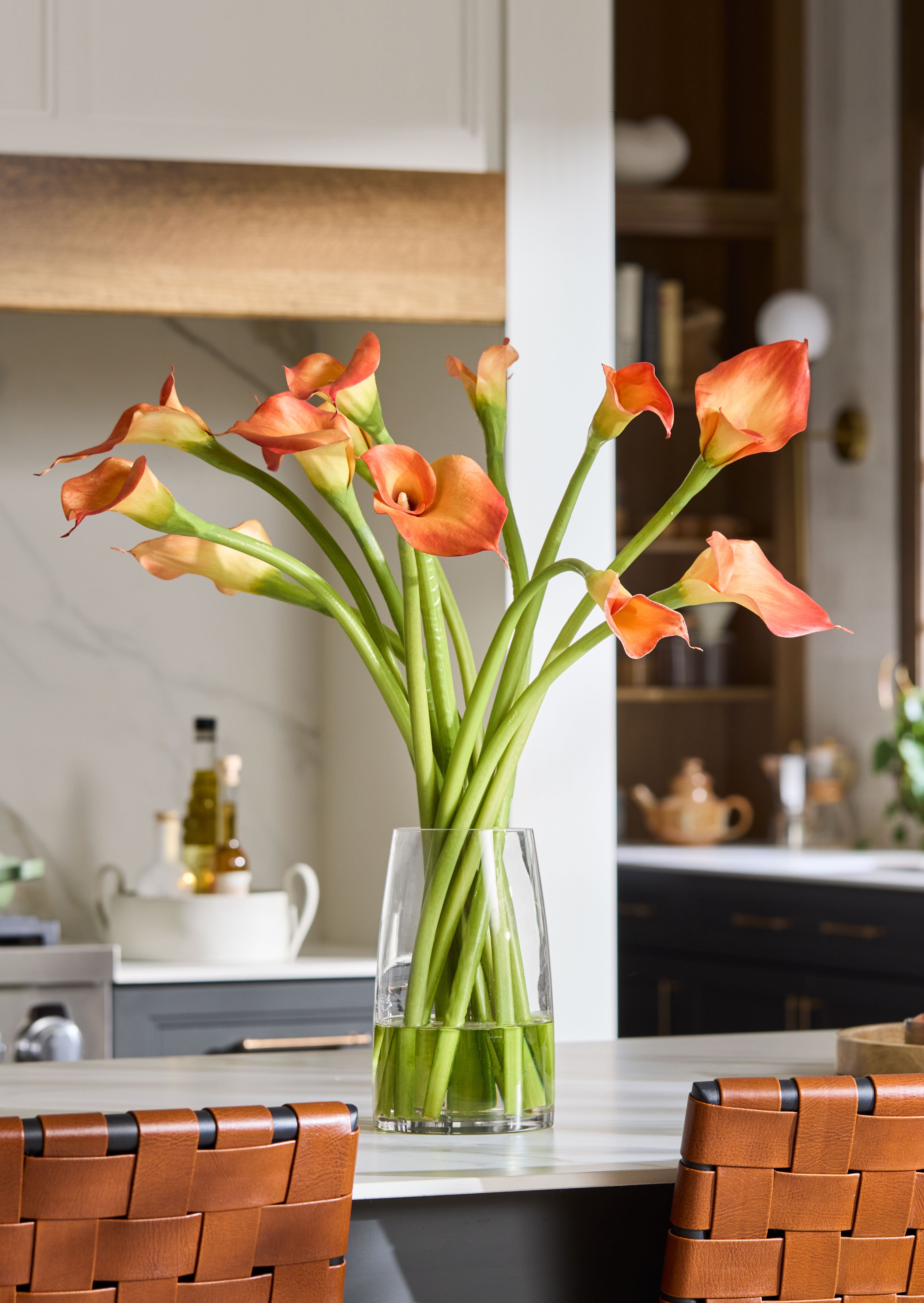 Orange lily flower with vase shops