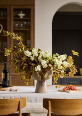 Centerpiece Arrangement Featuring Faux Lilacs and Grape Ivy