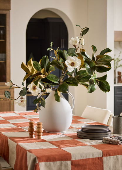 Luxe Faux Magnolia Leaves and Blooms in Afloral Double Handle Jug Vase