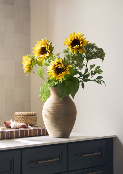 Jitana Avery Vase Styled with Faux Sunflowers