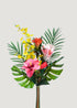 Faux Tropical Flower Bundle of Pink Hibiscus and Yellow Orchids