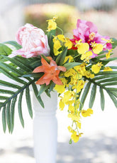 Pink Hibiscus and Protea Fake Tropical Flower Bundle