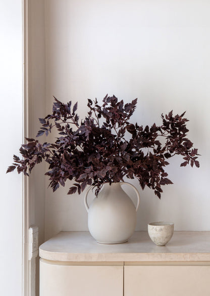 Fake Cimicifuga Leaves in the Afloral White Clay Jug