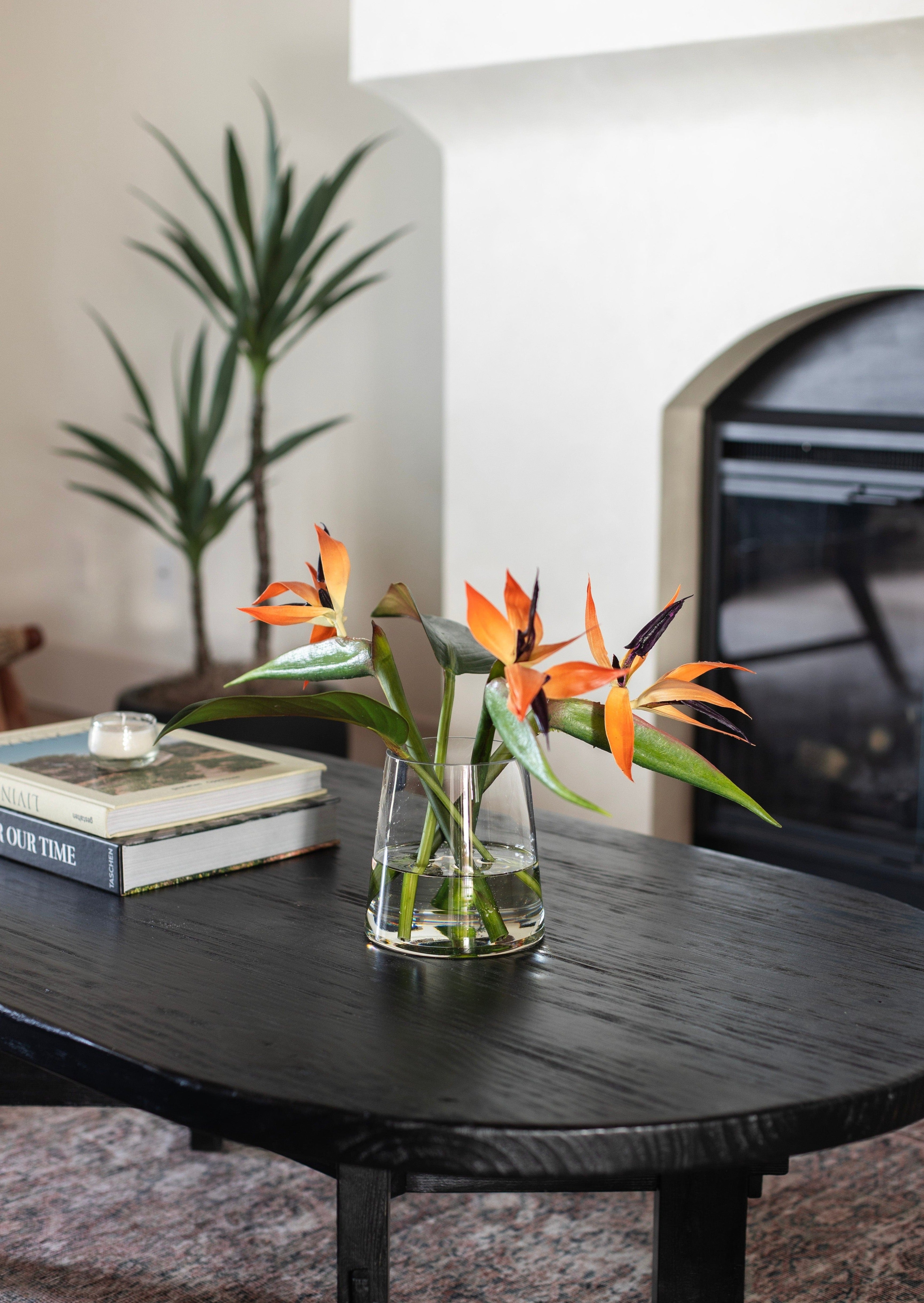 Styled Coffee Table with Afloral Faux Premade Flower Arrangement and Books