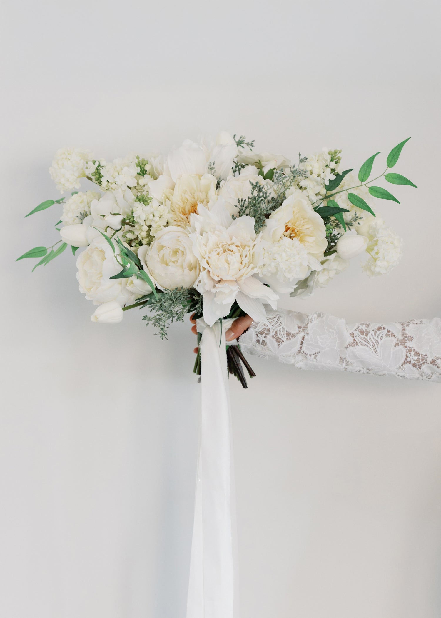 Dahlia and Peony Silk Flower Bridal Bouquet